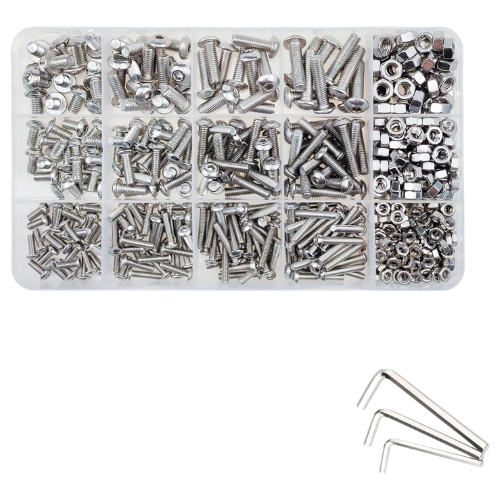 Beauenty Metric M3 M4 M5 Stainless Steel Hex Socket Cap Screw, Bolt and Nut Assortment Kit (500 pcs)