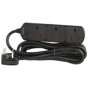 Terminator Multiplug Extension Cord, 13A/250V, Black