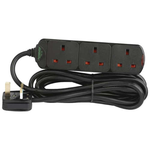 Terminator Multiplug Extension Cord, 13A/250V, Black