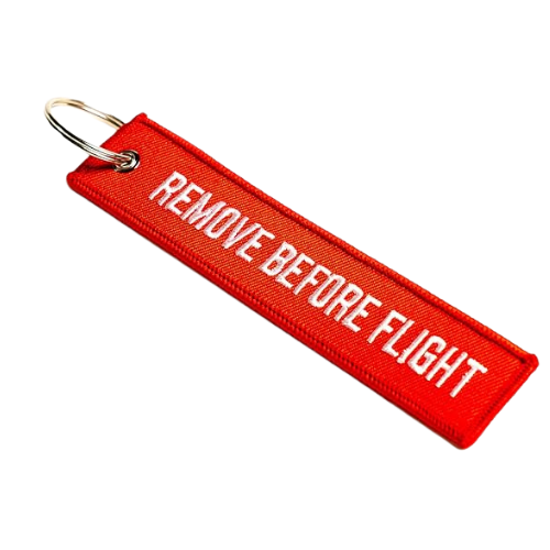 Remove Before Flight Tag Key Chain, Red