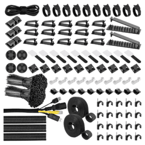 [273 Pcs] Cable Management Kit, Desk Cord Organizer with 47 Adhesive Wire Clips, 200 Fasten Cable Ti