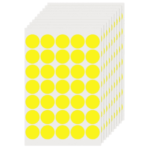 Yellow Round Labels 1 Inch Color Coding Circle Dot Stickers Vinyl Waterproof Self-Adhesive Removable