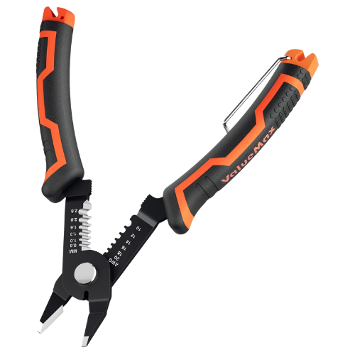 ValueMax Wire Stripper and Cutters 10-22 AWG Wire Stripper Tool Flush Cutter with Safety Lock and Cu