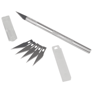Chrome Detail Pen Knife With 5 Interchangeable Sharp Blades For Carving & Mat Cutting