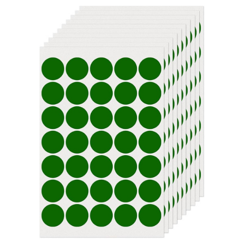 Green Round Labels 1 Inch Color Coding Circle Dot Stickers Vinyl Waterproof Self-Adhesive Removable