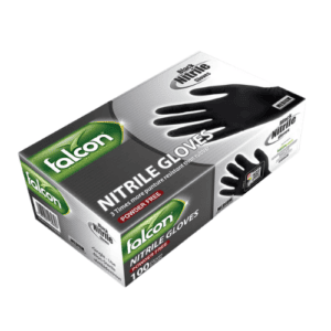 Falcon Nitrile Gloves Powder Free (Medium) black - 100 Pieces/BOX