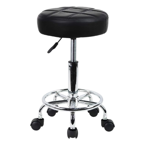 KKTONER Round Rolling Stool Chair PU Leather Height Adjustable Swivel Drafting Work SPA Shop Salon S