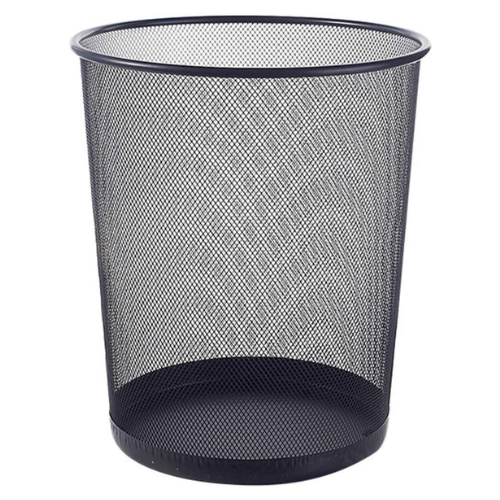 Waste Bin Black Large Metal Mesh