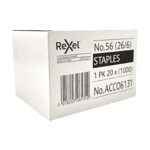 Rexel No.56 26/6 mm Standard Staples, For Stapling up to 20 Sheets, Use with Desktop Staplers and Pl