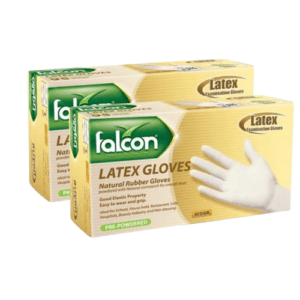 Falcon Latex Gloves, Pre Powdered, Medium