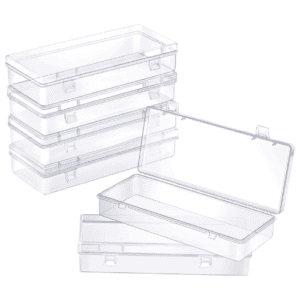 Azonee 6 Pcs Small Clear Plastic Storage Boxes, Rectangle Plastic Storage Containers for Small Items