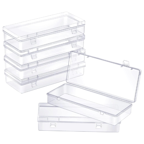 Azonee 6 Pcs Small Clear Plastic Storage Boxes, Rectangle Plastic Storage Containers for Small Items