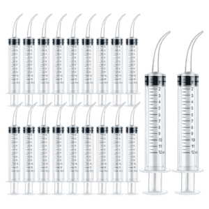 20 Pack Dental Syringe Disposable 12ml Dental Irrigation Syringe with Curved Tip for Oral, Dental Ca