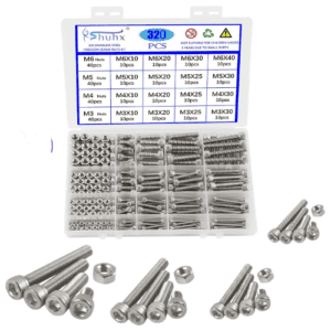 Rshuhx M3 M4 M5 M6 Nuts and Bolts Hexagon Socket Head Cap Screws 304 Stainless Steel Mechanical Hex