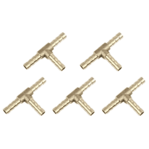 WANGCL 5 Pcs 6 mm or 15/64" Brass Barb Fitting,T-Shaped 3 Ways,Barb Hose Fitting Air Gas Water Fuel,