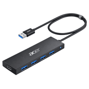 Acer USB Hub 3.0, Ultra Slim USB-A Adapter 4 Ports, Multiport Splitter with Powered Type-C