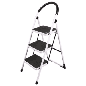 SKY-TOUCH Foldable Ladder 3 Steps, Home Ladder Folding Step Stool with Wide Anti-Slip Pedal, 112 x 68 x 42.5 CM
