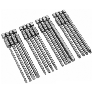 VESTTIO 4-in-1 Hex Phillips Slotted Security Torx Long Screwdriver Bits Set, Magnetic, 16 Pcs, 1/4 Inch Hex Shank, 100 mm, S2 Steel
