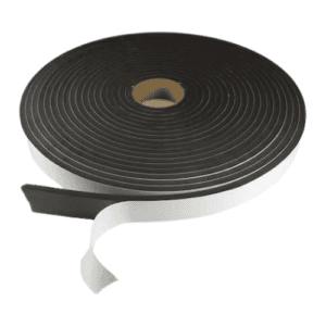 Foam Roll, Water-Resistant Closed Cell, 1-1/2 in W, 50 ft L, 3/16 in Thick, Black