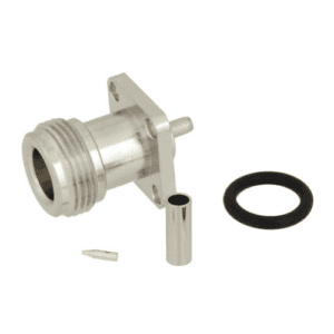 FMC01057 N Female Connector Crimp/Solder Attachment 4 Hole Flange For RG316, RG174 Cable IP67 Rated